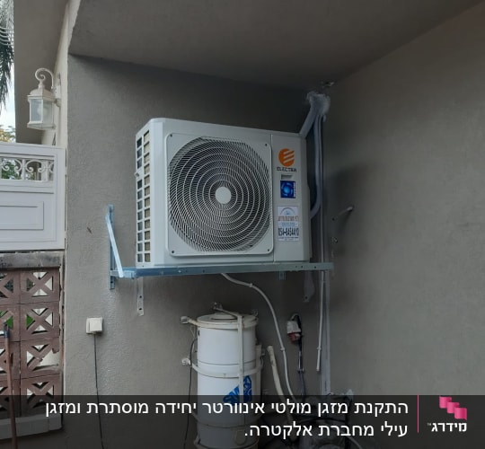 יחידת מיזוג אוויר חיצונית מותקנת על קיר
